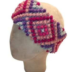 Warm, Colorful Alpaca Wool Warm Headband Women's Pink Purple Chevron Pattern EUC